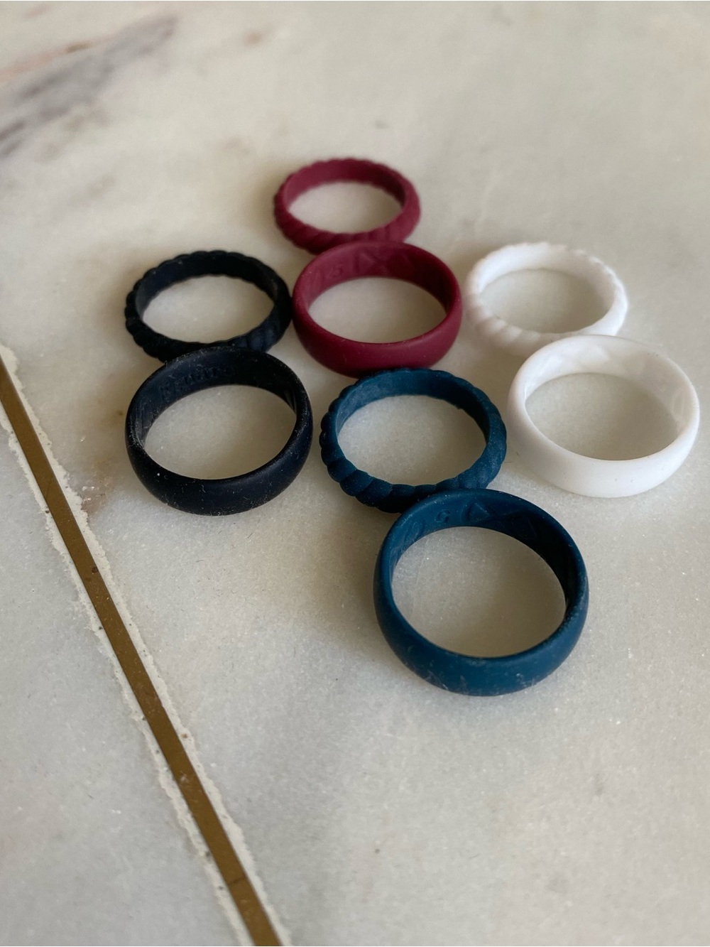 Women's Silicone Stacking Ring Set Wedding Band in White Black Maroon, Dark Blue
